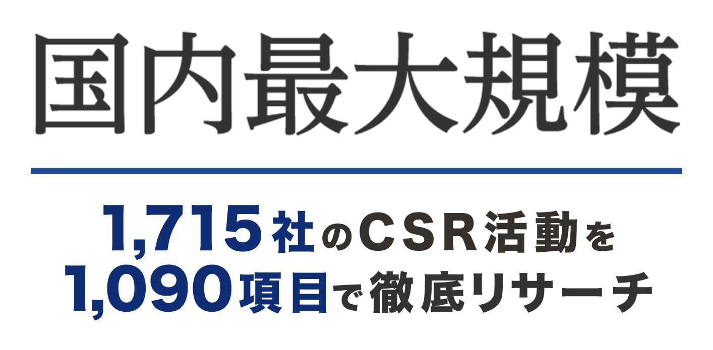 国内最大規模 1,715社のCSR活動を1,090項目で徹底リサーチ